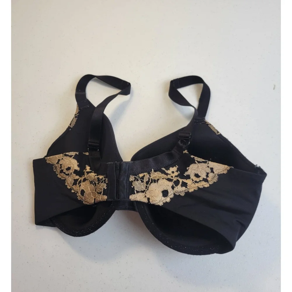 Wacoal Opulence Underwire Contour Bra Black Tan Lace Full Coverage Size 36DDD - Picture 5 of 10